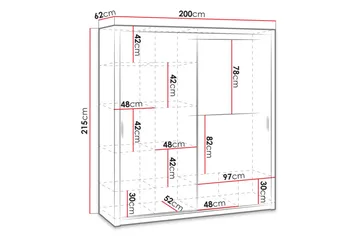 Julissa Garderob 200 cm med Spegel - Natur - Förvaring - Sko- & klädförvaring - Garderober & garderobssystem