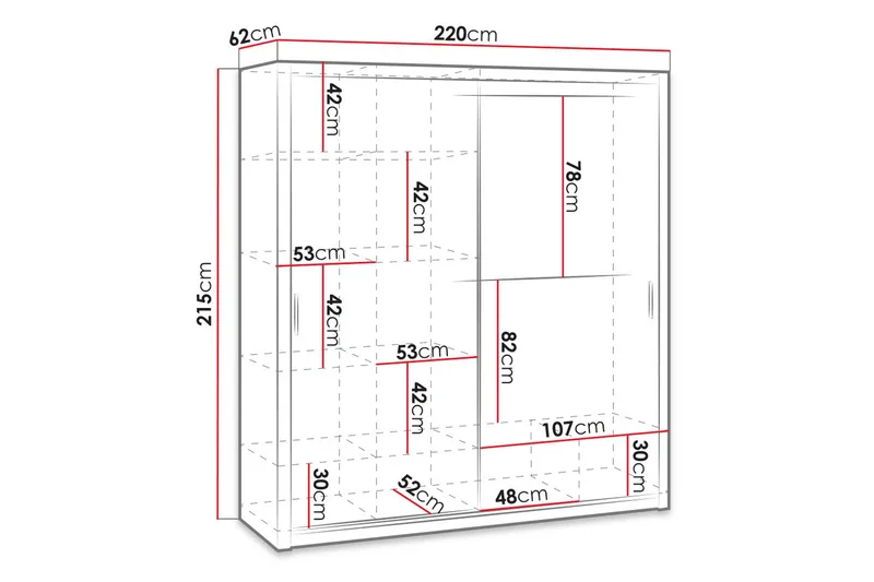 Julissa Garderob 220 cm i Ljust Trä - Brun - Förvaring - Sko- & klädförvaring - Garderober & garderobssystem