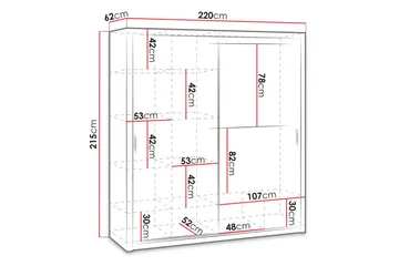 Julissa Garderob 220 cm med Spegel - Natur - Förvaring - Sko- & klädförvaring - Garderober & garderobssystem