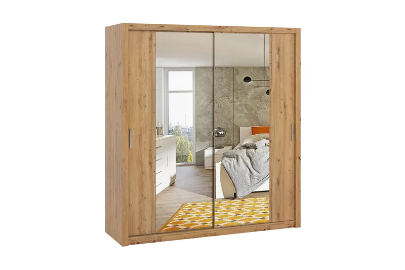 Julissa Garderob 220 cm med Spegel, Natur