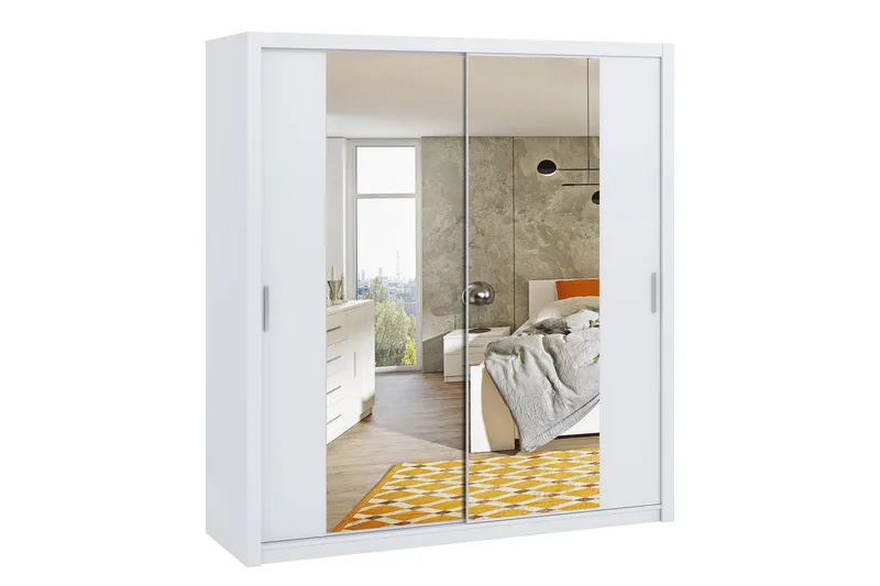Julissa Garderob 220 cm med Spegel, Vit