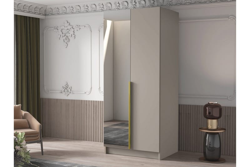 Julissa Garderob med Spegel 100 cm - Kashmir/Guld - Förvaring - Sko- & klädförvaring - Garderober & garderobssystem