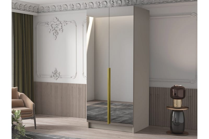 Julissa Garderob med Spegel 100 cm - Kashmir/Guld - Förvaring - Sko- & klädförvaring - Garderober & garderobssystem