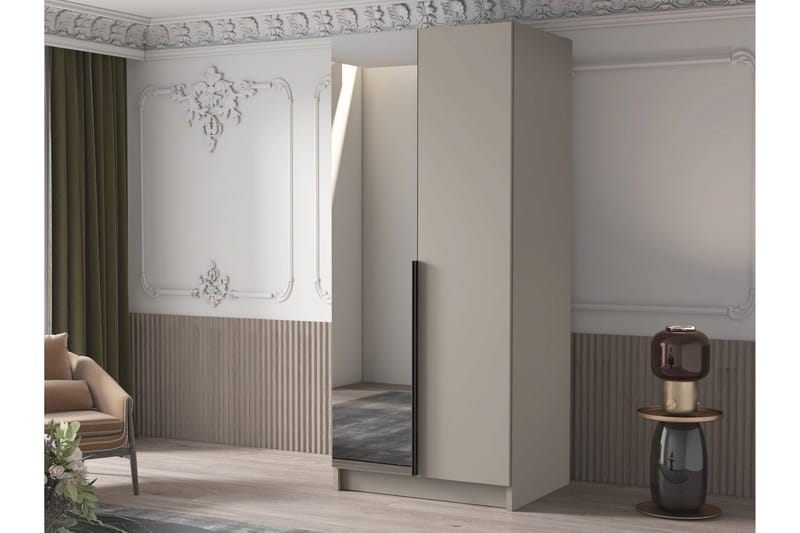 Julissa Garderob med Spegel 100 cm - Kashmir/Svart - Förvaring - Sko- & klädförvaring - Garderober & garderobssystem