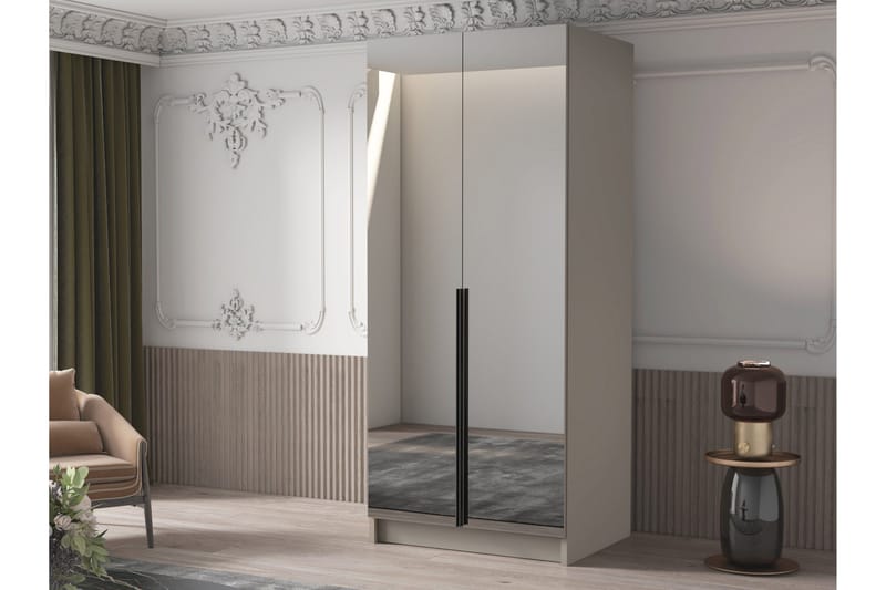 Julissa Garderob med Spegel 100 cm - Kashmir/Svart - Förvaring - Sko- & klädförvaring - Garderober & garderobssystem