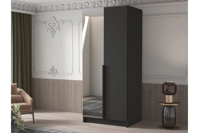 Julissa Garderob med Spegel 100 cm - Svart - Förvaring - Sko- & klädförvaring - Garderober & garderobssystem