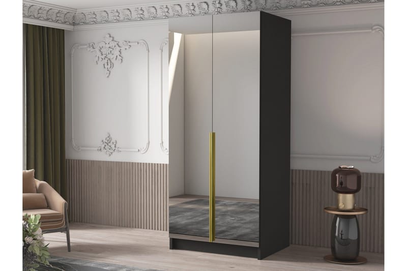 Julissa Garderob med Spegel 100 cm - Svart/Guld - Förvaring - Sko- & klädförvaring - Garderober & garderobssystem