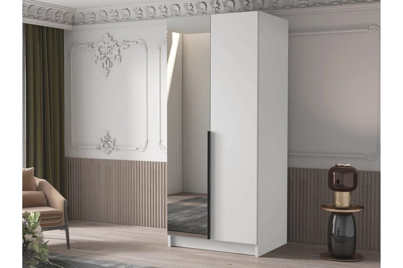 Julissa Garderob med Spegel 100 cm - Vit/Svart - Förvaring - Sko- & klädförvaring - Garderober & garderobssystem