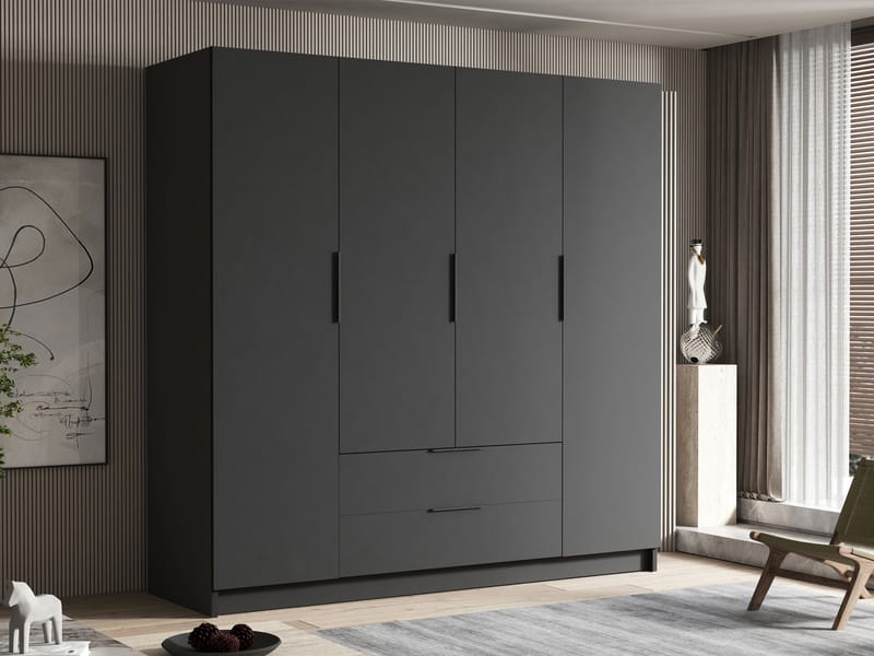 Kelros Garderob 200x216 cm - Svart - Förvaring - Sko- & klädförvaring - Garderober & garderobssystem