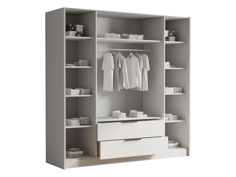 Kelros Garderob 200x216 cm - Vit - Förvaring - Sko- & klädförvaring - Garderober & garderobssystem