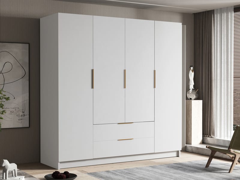 Kelros Garderob 200x216 cm - Vit - Förvaring - Sko- & klädförvaring - Garderober & garderobssystem