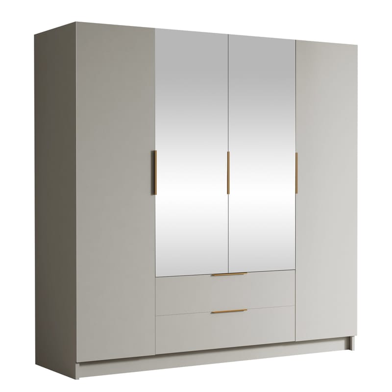 Kelros Garderob med Spegel 200x216 cm, Beige