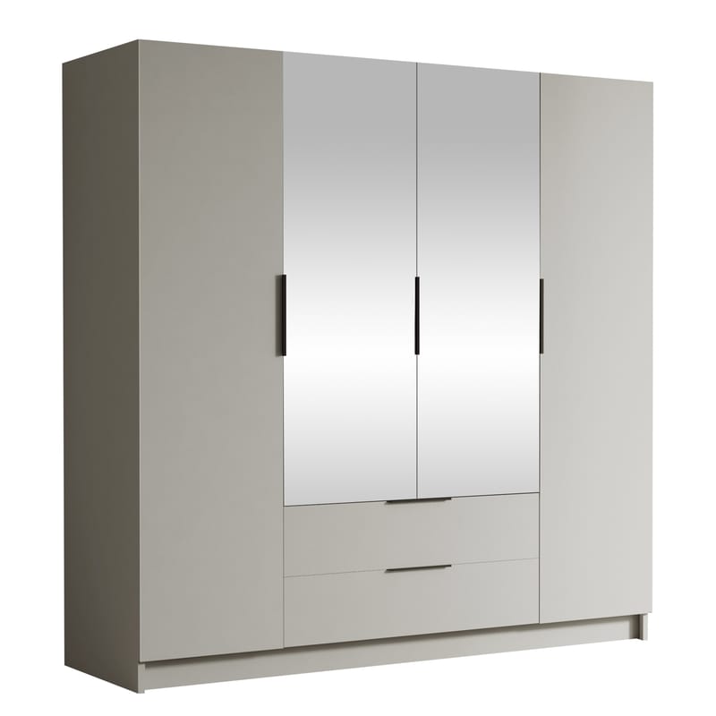 Kelros Garderob med Spegel 200x216 cm - Beige - Förvaring - Sko- & klädförvaring - Garderober & garderobssystem
