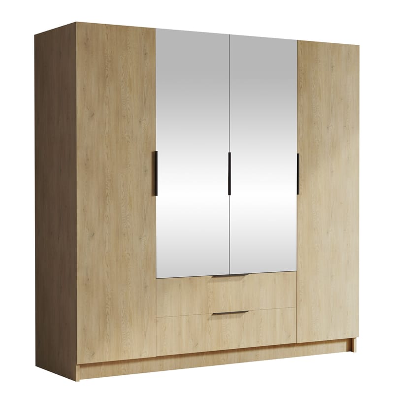 Kelros Garderob med Spegel 200x216 cm - Brun - Förvaring - Sko- & klädförvaring - Garderober & garderobssystem