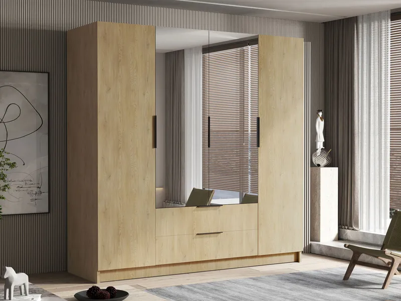 Kelros Garderob med Spegel 200x216 cm - Brun - Förvaring - Sko- & klädförvaring - Garderober & garderobssystem