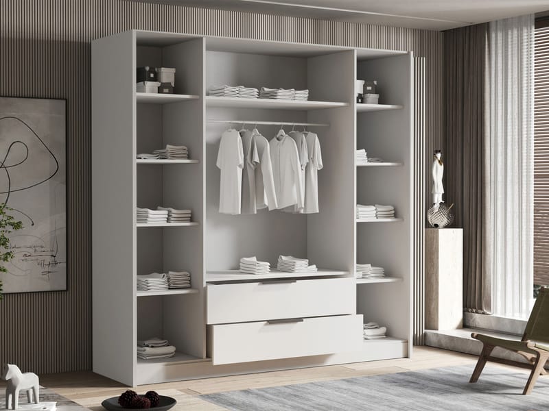 Kelros Garderob med Spegel 200x216 cm - Svart - Förvaring - Sko- & klädförvaring - Garderober & garderobssystem