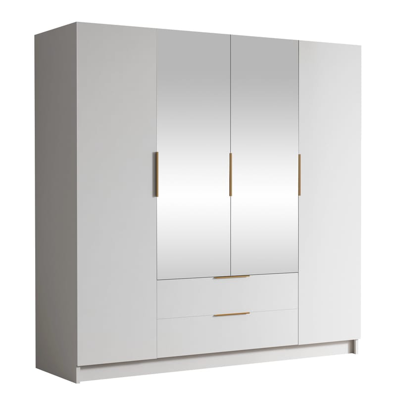 Kelros Garderob med Spegel 200x216 cm, Vit