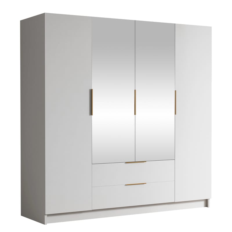 Kelros Garderob med Spegel 200x216 cm - Vit - Förvaring - Sko- & klädförvaring - Garderober & garderobssystem