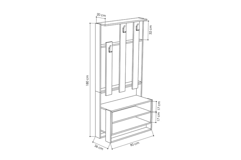 Bodsjö Klädförvaring 90 cm - Brun - Möbler - Hall & entré - Möbelset för hall & entré