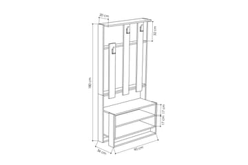 Bodsjö Klädförvaring 90 cm - Brun/Vit - Möbler - Hall & entré - Möbelset för hall & entré