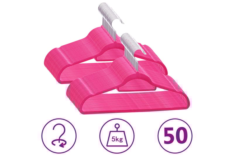 Klädgalgar 50 st halkfria rosa sammet - Rosa - Förvaring - Sko- & klädförvaring - Klädhängare - Galgar
