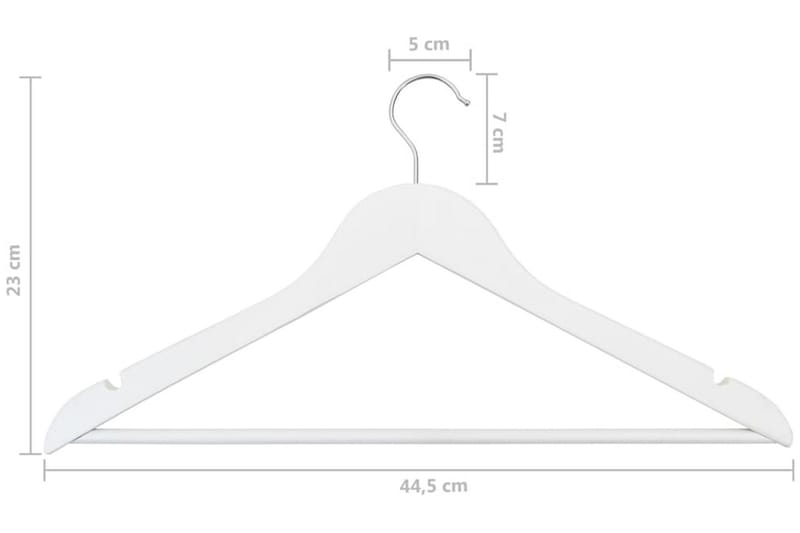 Klädgalgar 50 st halkfria vit trä - Vit - Galgar