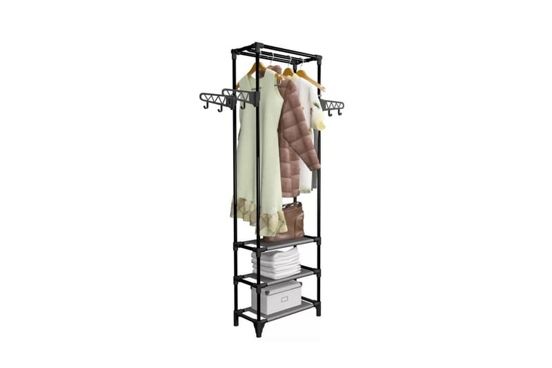 Klädhängare stål och non-woven tyg 55x28,5x175 cm svart - Svart - Förvaring - Sko- & klädförvaring - Klädhängare - Klädkrok