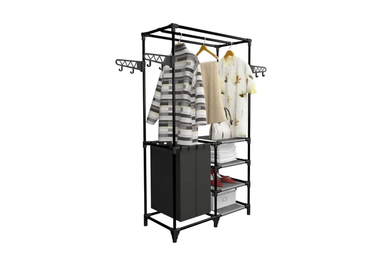 Klädhängare stål och non-woven tyg 87x44x158 cm svart - Svart - Förvaring - Sko- & klädförvaring - Klädhängare - Klädkrok