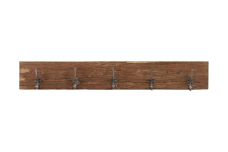 Kroklist med 5 krokar 100x2,5x15 cm massivt återvunnet trä - Brun - Förvaring - Sko- & klädförvaring - Klädhängare - Klädkrok