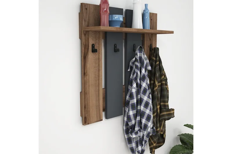 Puqa Design Klädhängare - Valnöt/Mörkgrå - Förvaring - Sko- & klädförvaring - Klädhängare - Klädkrok