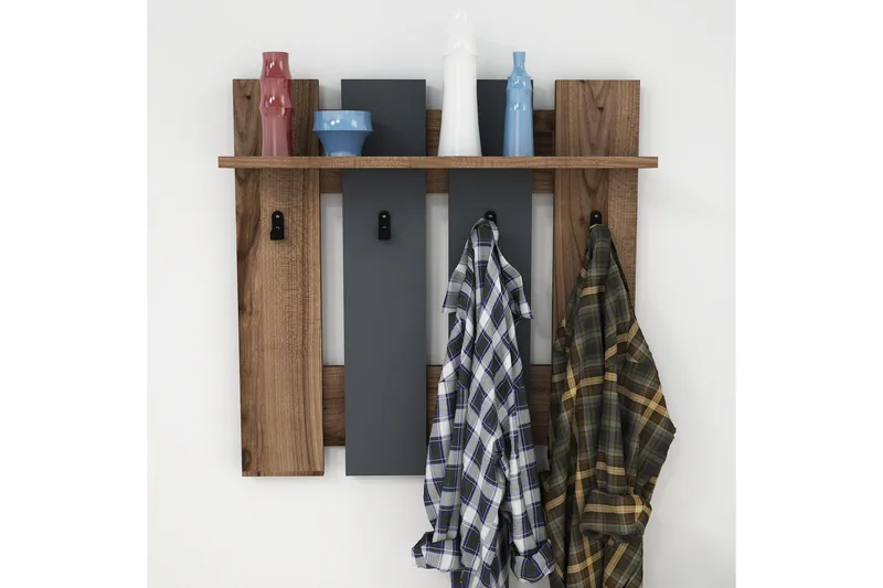 Puqa Design Klädhängare - Valnöt/Mörkgrå - Förvaring - Sko- & klädförvaring - Klädhängare - Klädkrok