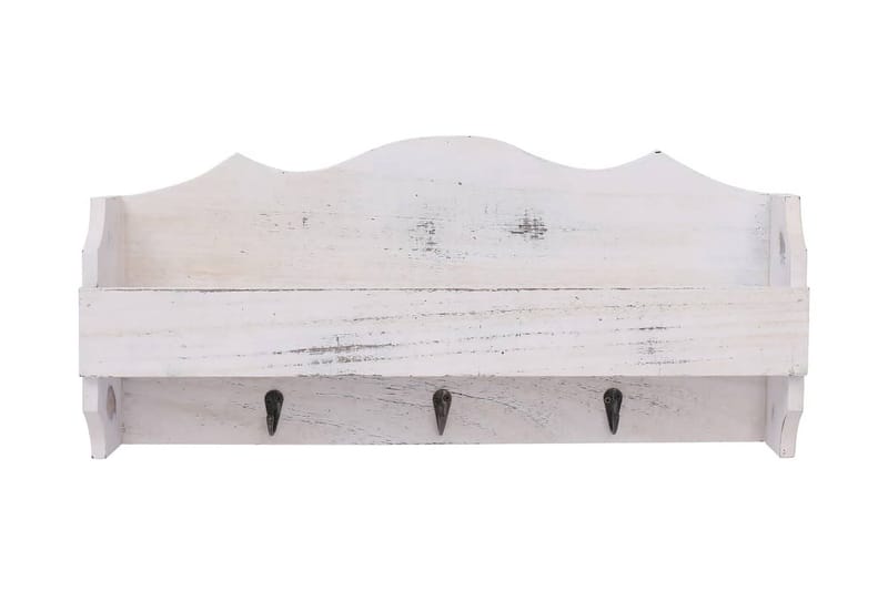 Väggkrokar med förvaring vit 50x10x23 cm trä - Vit - Förvaring - Sko- & klädförvaring - Klädhängare - Klädkrok