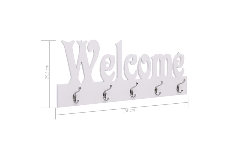 Väggkrokar WELCOME vit 74x29,5 cm - Vit - Förvaring - Sko- & klädförvaring - Klädhängare - Klädkrok