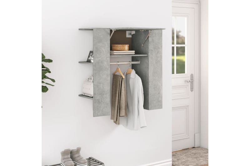beBasic Hallskåp betonggrå 97,5x37x99 cm konstruerat trä - Förvaring - Sko- & klädförvaring - Klädhängare - Klädställning