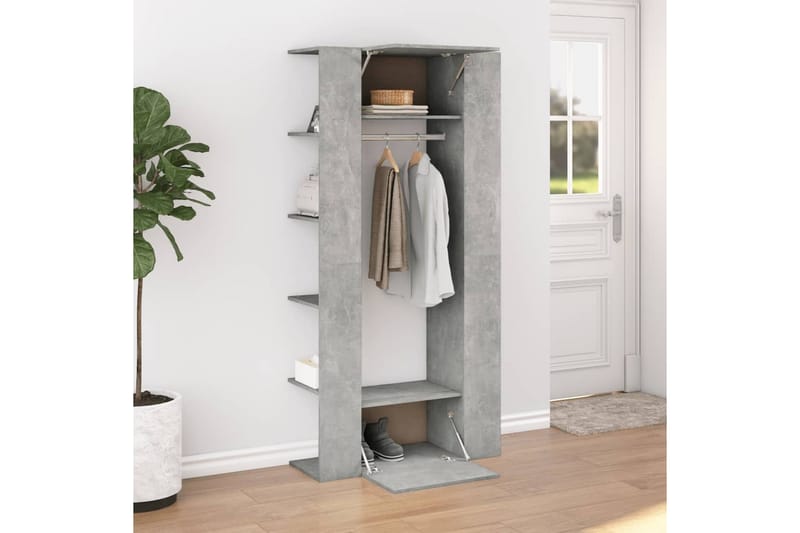 beBasic Hallskåp betonggrå 97,5x37x99 cm konstruerat trä - Förvaring - Sko- & klädförvaring - Klädhängare - Klädställning