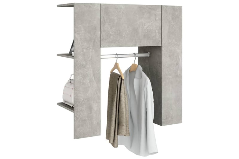 beBasic Hallskåp betonggrå 97,5x37x99 cm konstruerat trä - Förvaring - Sko- & klädförvaring - Klädhängare - Klädställning