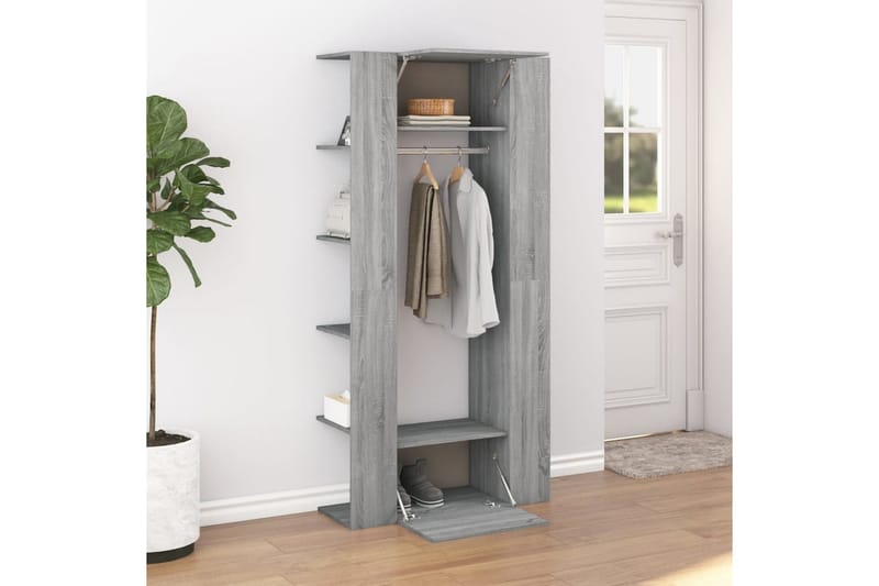 beBasic Hallskåp grå sonoma 97,5x37x99 cm konstruerat trä - Förvaring - Sko- & klädförvaring - Klädhängare - Klädställning