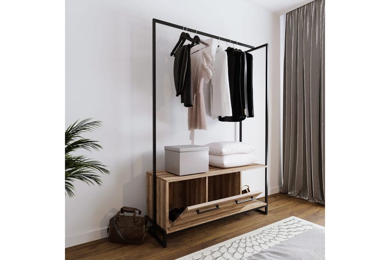 OBURUS Garderob 120x180 cm Brun - Förvaring - Sko- & klädförvaring - Klädhängare - Klädställning