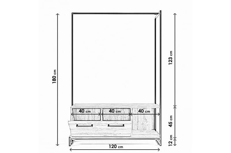 OBURUS Garderob 120x180 cm Brun - Förvaring - Sko- & klädförvaring - Klädhängare - Klädställning