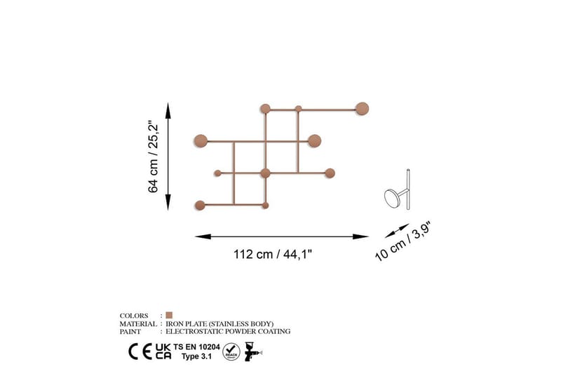 Metall Väggkrok Colna Koppar - Koppar - Förvaring - Sko- & klädförvaring - Klädhängare - Klädkrok