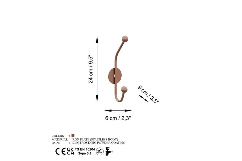 Metall Väggkrok Coriorgate Koppar - Koppar - Förvaring - Sko- & klädförvaring - Klädhängare - Klädkrok