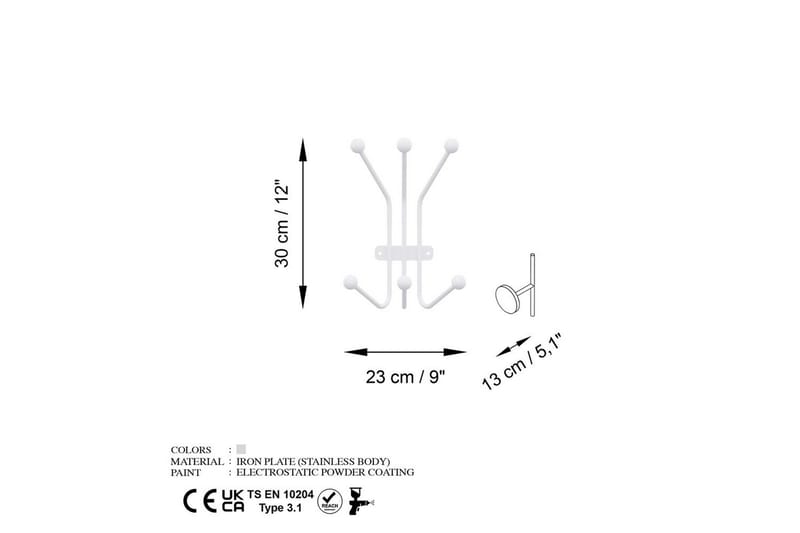 Metall Väggkrok Narwaniran Vit - Vit - Förvaring - Sko- & klädförvaring - Klädhängare - Klädkrok