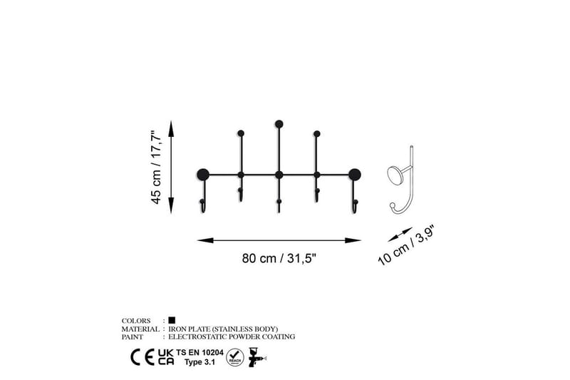 Metall Väggkrok Ranjita Svart - Svart - Förvaring - Sko- & klädförvaring - Klädhängare - Klädkrok