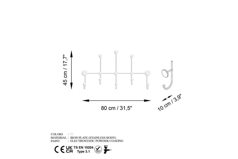 Metall Väggkrok Ranjita Vit - Vit - Förvaring - Sko- & klädförvaring - Klädhängare - Klädkrok