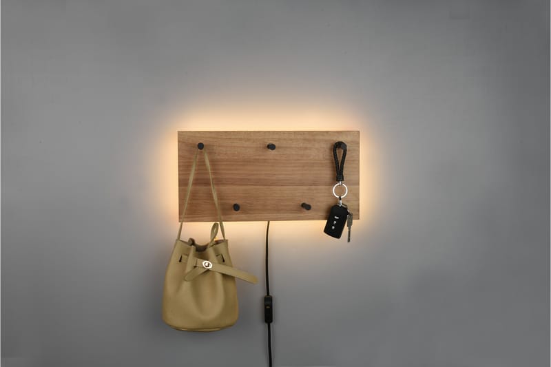 SAMANTHA Klädhängare LED-belyst 40x20 cm Trä/Svart - Trä/Svart - Förvaring - Sko- & klädförvaring - Klädhängare - Klädkrok