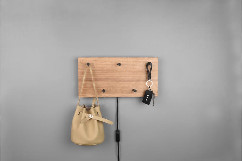 SAMANTHA Klädhängare LED-belyst 40x20 cm Trä/Svart - Trä/Svart - Förvaring - Sko- & klädförvaring - Klädhängare - Klädkrok