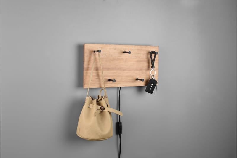 SAMANTHA Klädhängare LED-belyst 40x20 cm Trä/Svart - Trä/Svart - Förvaring - Sko- & klädförvaring - Klädhängare - Klädkrok