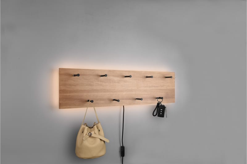 SAMANTHA Klädhängare LED-belyst 75x30 cm Trä/Svart - Trä/Svart - Förvaring - Sko- & klädförvaring - Klädhängare - Klädkrok