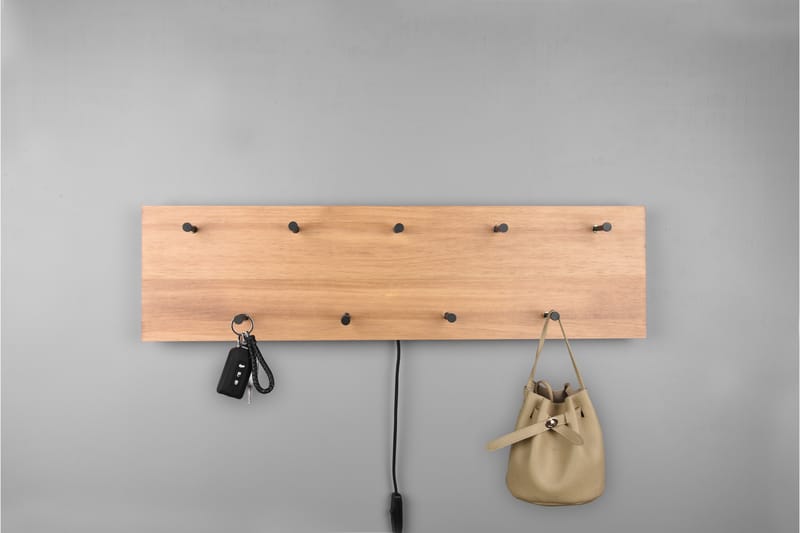SAMANTHA Klädhängare LED-belyst 75x30 cm Trä/Svart - Trä/Svart - Förvaring - Sko- & klädförvaring - Klädhängare - Klädkrok