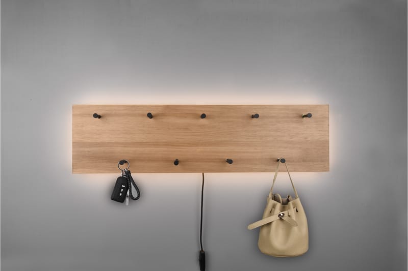 SAMANTHA Klädhängare LED-belyst 75x30 cm Trä/Svart - Trä/Svart - Förvaring - Sko- & klädförvaring - Klädhängare - Klädkrok